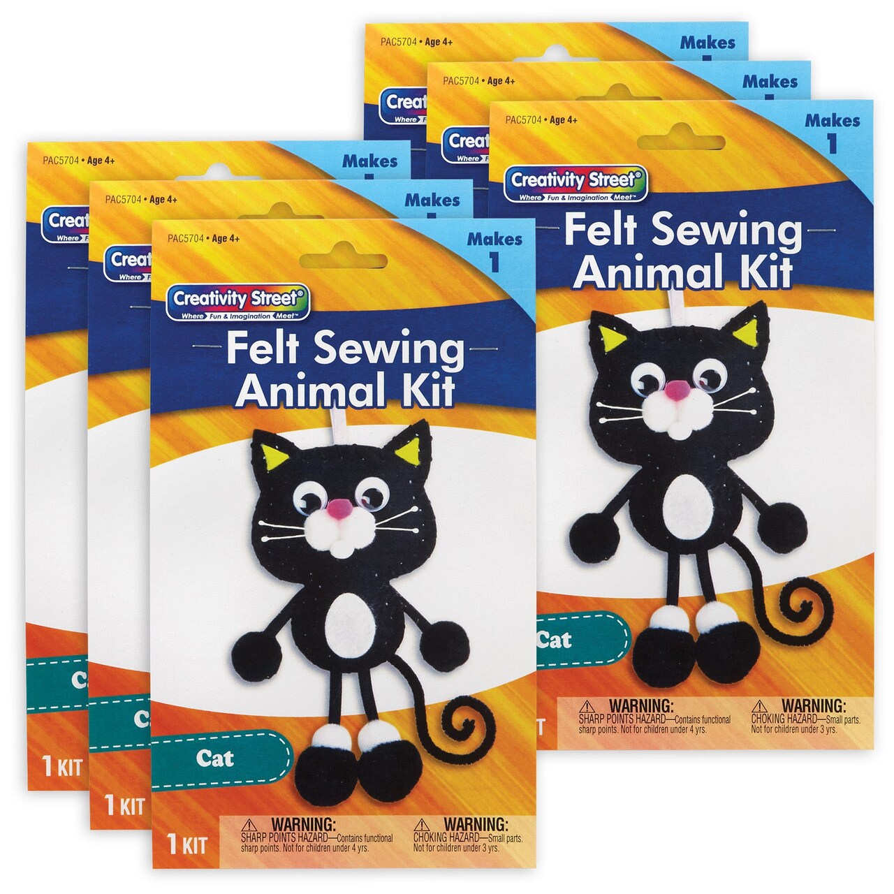 Felt Sewing Animal Kit, Cat, 4 x 10.25 x 1, 6 Kits